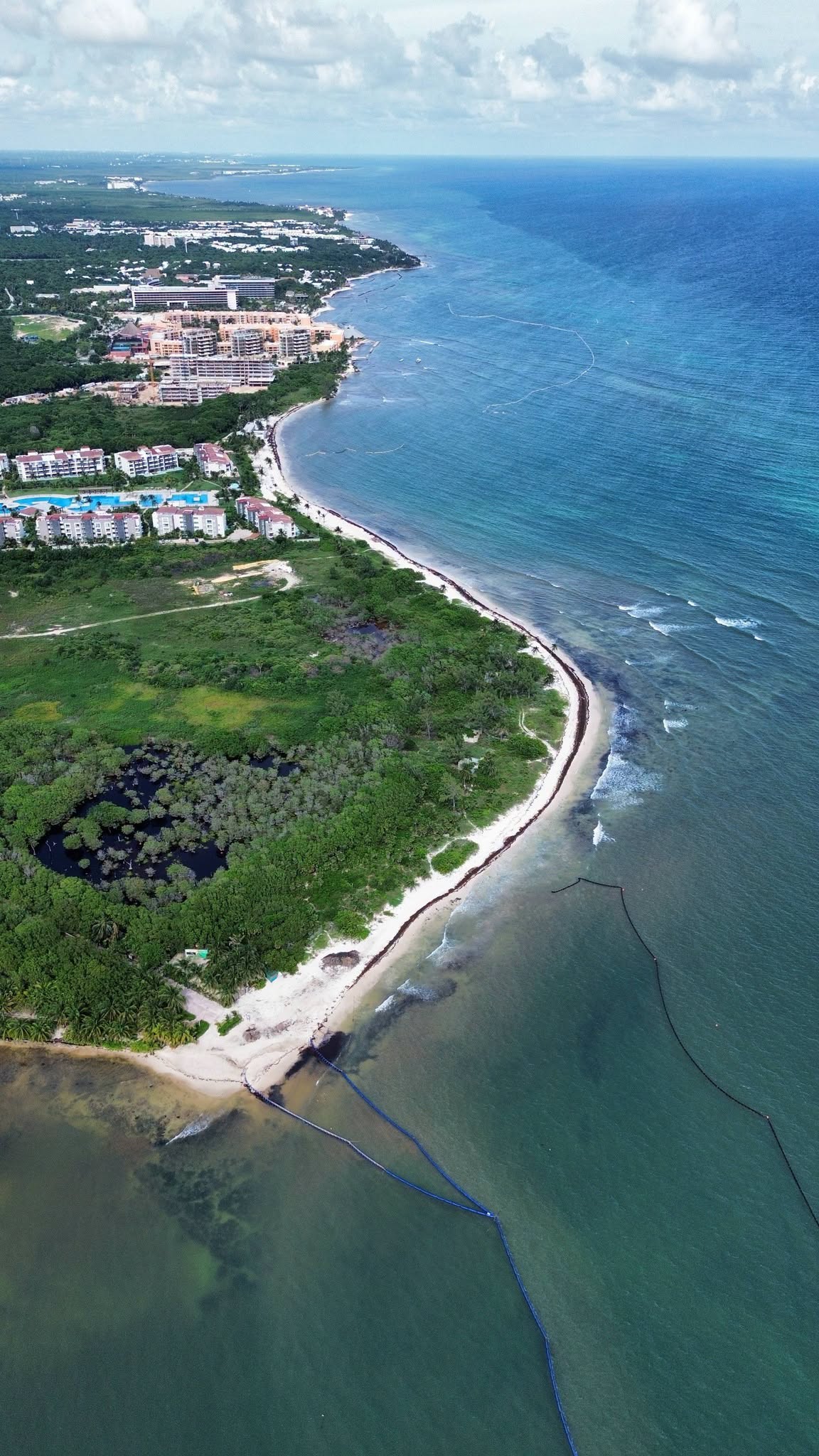 Aerial view of the Playa del Carmen shoreline from Calle 72 to Playa 88 in October 2026